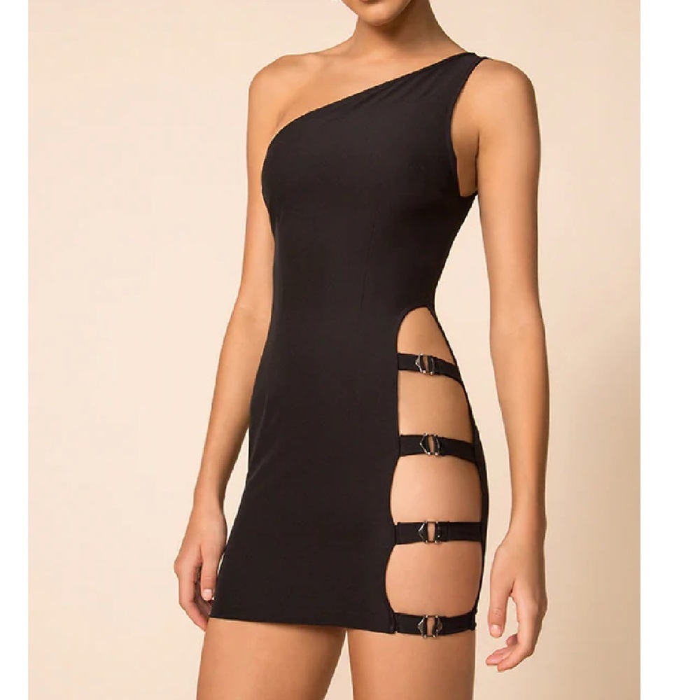 superdown Celina Buckle Side Dress in Black